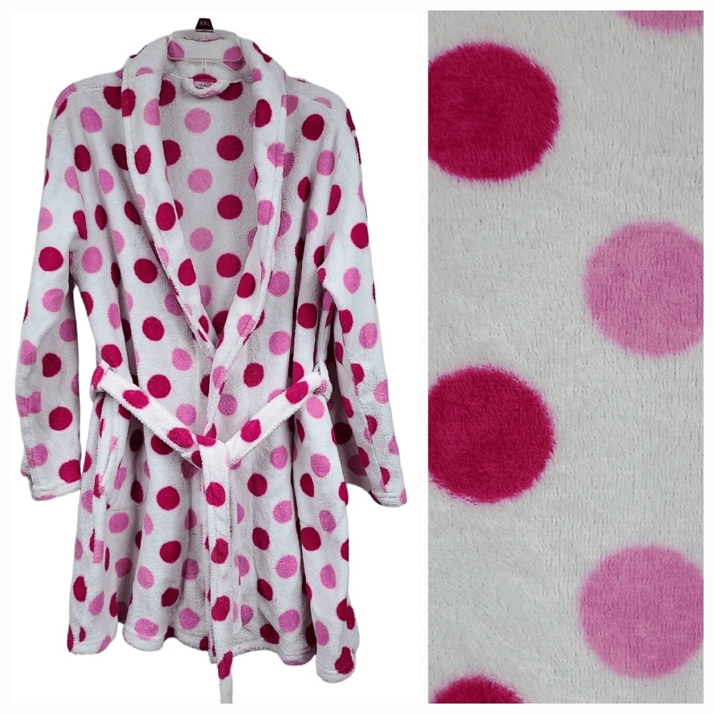 Ulta Polka Dot Pink White Bathrobe Size S/M